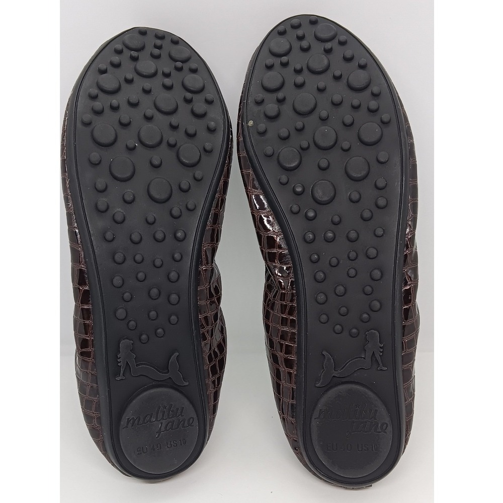 Malibu Jane Brown Crocodile Embossed Faux Leather Ballerina Flats US 10 EU 40 - Picture 7 of 8